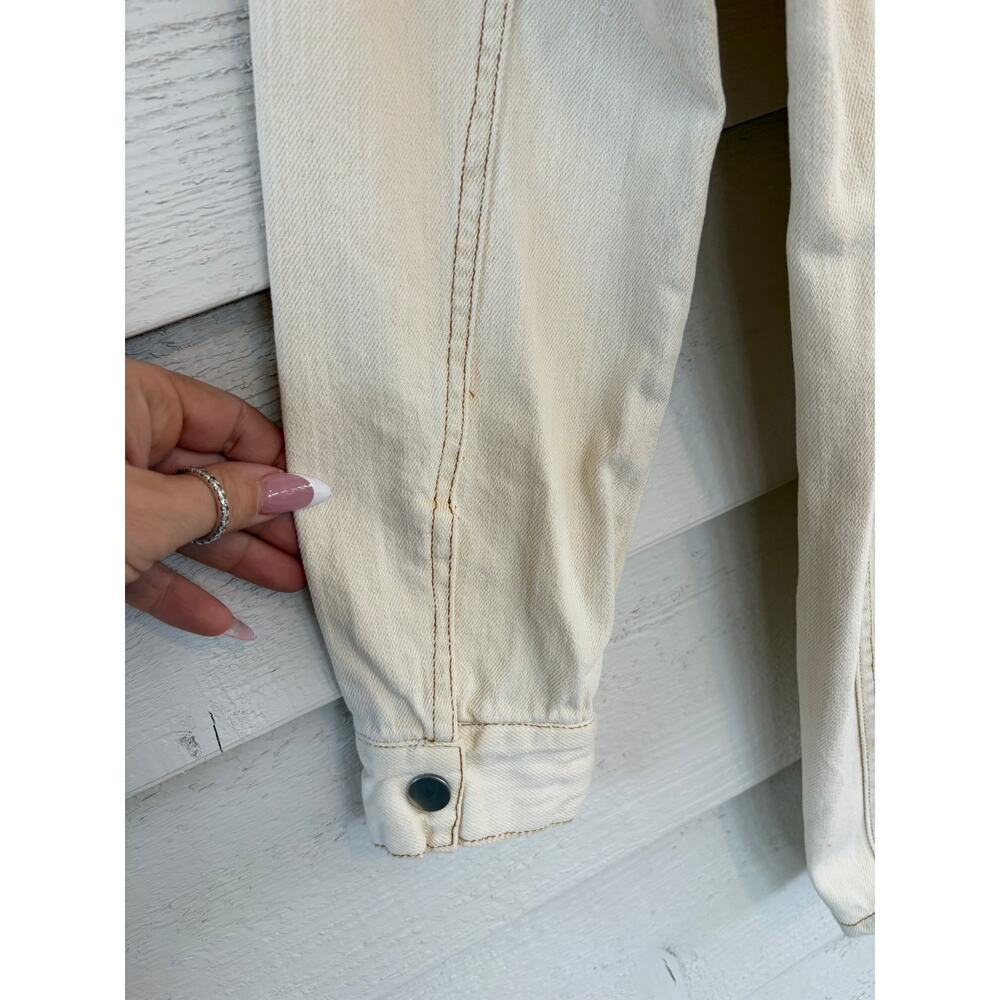 Whiteroom + Cactus Cotton Denim Shirt Dress Beige Snap Button Utility Size M - Picture 8 of 10